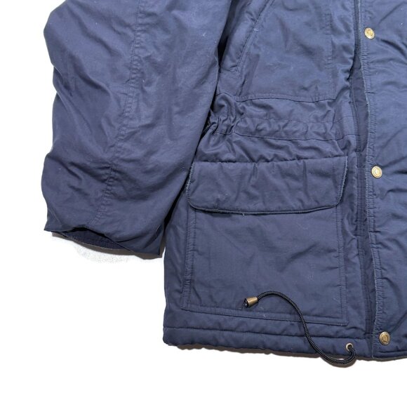 Fred Perry Parka Jacket Blue Mens Large Zip Snap Winter Quilted Interior Coat - Picture 6 of 14